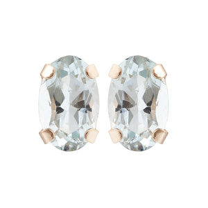 10K Gold Stud Earring with Genuine Aquamarine